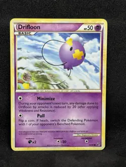 Pokemon Card HeartGold SoulSilver Undaunted 46/90 Drifloon HP - Image 1