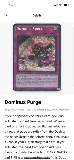 Yu-Gi-Oh! TCG Dominus Purge Prismatic Secret Rare Card 2025 Mega-Pack MP25-EN095 - Image 4