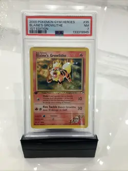 2000 Pokemon Gym Heroes Blaine’s Growlithe 1st Edition #35/132 PSA 7 - Image 1