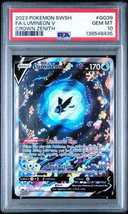 2023 Pokemon Sword And Shield Crown Zenith Lumineon V #GG39 PSA 10 - Image 1