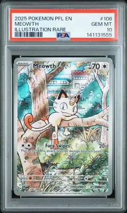 2025 Pokemon Phantasmal Flames PFL Meowth Illustration Rare #106/094 GEM PSA 10 - Image 1