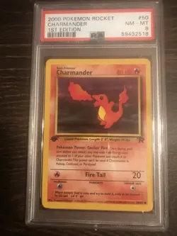 Pokemon Charmander Team Rocket 50 1st Edition PSA 8 - Image 1