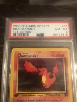 Pokemon Charmander Team Rocket 50 1st Edition PSA 8 - Image 2
