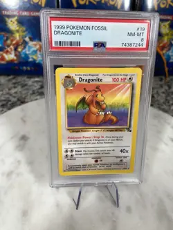 1999 Pokemon Fossil Unlimited #19 DRAGONITE NON-HOLO PSA 8 NM-MT Fresh Slab - Image 1