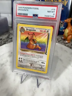 1999 Pokemon Fossil Unlimited #19 DRAGONITE NON-HOLO PSA 8 NM-MT Fresh Slab - Image 2