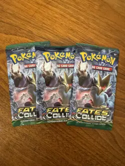 Pokemon TCG XY Fates Collide Booster Pack Lot of 3 – Sealed – 2016 – Alakazam - Image 1