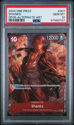 Shanks Alt. Art OP06-007 One Piece Wings of the Captain EN PSA 10 GEM MINT - Image 1