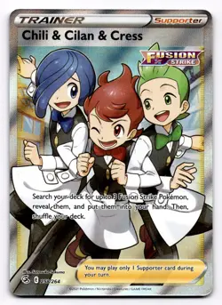 Chili & Cilan & Cress (Full Art) SWSH08: Fusion Strike - Pokemon NM 258/264 - Image 1