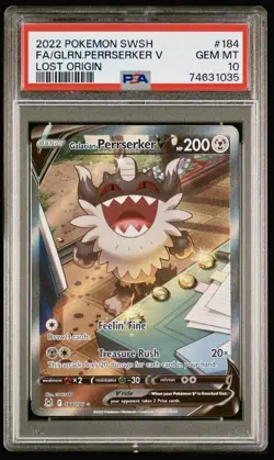 2022 POKEMON SWORD & SHIELD LOST ORIGIN FULL ART/GALARIAN PERRSERKER V PSA 10 💎 - Image 1