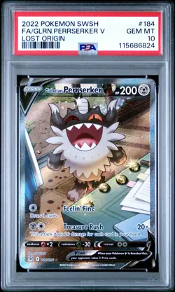2022 POKEMON SWORD & SHIELD LOST ORIGIN FULL ART/GALARIAN PERRSERKER V PSA 10 - Image 1