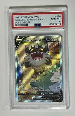 2022 POKEMON SWORD & SHIELD LOST ORIGIN FULL ART/GALARIAN PERRSERKER V PSA 10 - Image 1