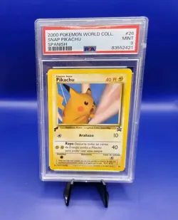 Pikachu Snap 26 World Collection SPANISH Promo Rare Pokemon Card WOTC PSA 9 - Image 1