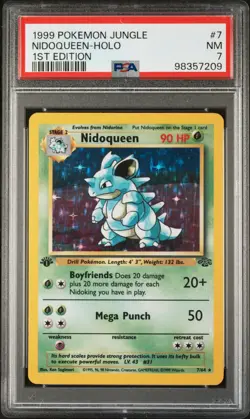 1999 Vintage 1st Edition Pokemon TCG Nidoqueen Holo Jungle #7 Near Mint PSA 7 - Image 1