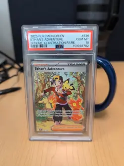 Pokemon TCG Destined Rivals Ethan's Adventure Trainer Card 236/182 Sir PSA 10 - Image 1