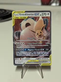 Pokemon Eevee & Snorlax GX 120/181 Sun Moon Tag Team Ultra Rare - Image 1