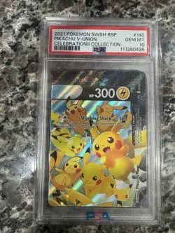 Pokemon TCG PIKACHU V UNION PROMO CELEBRATIONS COLLECTION #140 GEM MINT PSA 10 - Image 1