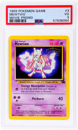 1999 Pokemon Wizards of the Coast Black Star Promo Mewtwo First Movie #3 PSA 3 - Image 1