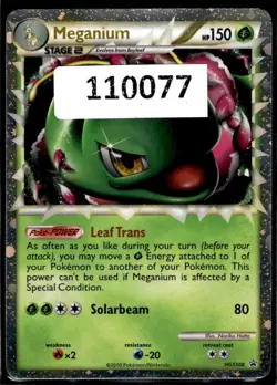 (110077) MEGANIUM PRIME HGSS08 Ultra Rare HGSS BLACK STAR Pokemon Promo Card - Image 1