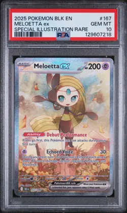 2025 Pokemon BLK EN Black Bolt #167 SIR Special Meloetta ex PSA 10 Gem Mint - Image 1