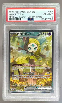 7036 Meloetta ex 2025 Pokemon SV Black Bolt - BLK EN #167 SIR PSA 10 - Image 1