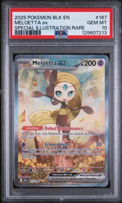 2025 Pokemon BLK EN Black Bolt #167 SIR Meloetta ex PSA 10 Gem Mint - Image 1