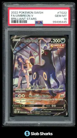 2022 POKEMON BRILLIANT STARS #TG22/TG30 UMBREON V FA TRAINER GALLERY PSA 10 - Image 1