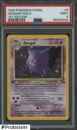 1999 Pokemon Gengar Fossil 1st Edition Holo Rare #5 PSA 9 Mint - Image 1