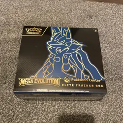 Sealed Pokemon Center Elite Trainer Box ETB Mega Evolutions Lucario Small Tear - Image 2