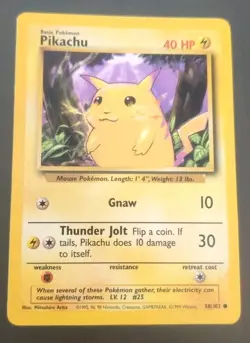 Pikachu 58/102 Unlimited Common Base Set Pokemon Card MP Vintage WOTC - Image 1