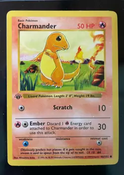 1999 Pokemon Shadowless 1st Edition Base Set Charmander #46 - Image 1