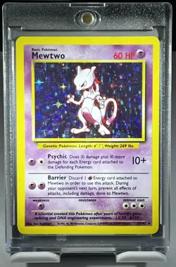 Pokemon Mewtwo TCG Holo Rare Card Base Set 10/102 LP NM Condition - Image 1