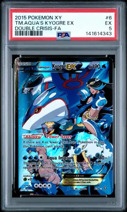 2015 POKEMON XY DOUBLE CRISIS #6 FULL ART/TEAM AQUA'S KYOGRE EX PSA 5 - Image 1