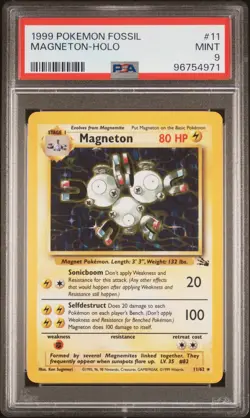 1999 POKEMON FOSSIL #11 MAGNETON-HOLO PSA 9 - Image 1