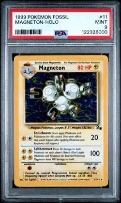1999 POKEMON FOSSIL #11 MAGNETON-HOLO PSA 9 - Image 1