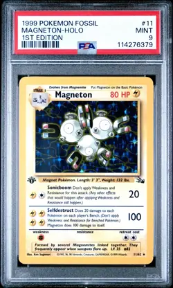 1999 Pokemon 1st Edition Magneton 11/62 Fossil Holo PSA 9 - Image 1