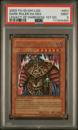 2003 Yugioh Dark Ruler Ha Des PSA 9 LOD-001 1st Edition Ultra Rare MINT - Image 1