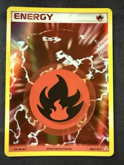 Fire Energy 106/110 Pokemon Holon Phantoms Holo Rare LP - Image 1