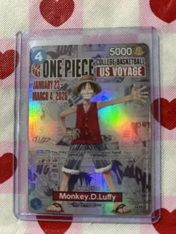 One Piece Monkey D. Luffy US Voyage College Basketball Card Rutgers - Image 1