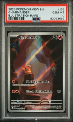 PSA 10 GEM MINT Charmander Illustration Rare 168/165 SV Pokemon 151 2023 English - Image 1