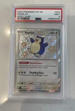 2024 POKEMON PAF EN-PALDEAN FATES SHINY RARE #202 SNORLAX PSA 9 - Image 1