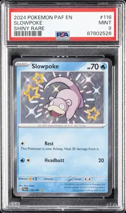 2024 POKEMON PAF EN-PALDEAN FATES SHINY RARE #116 SLOWPOKE PSA 9 - Image 1