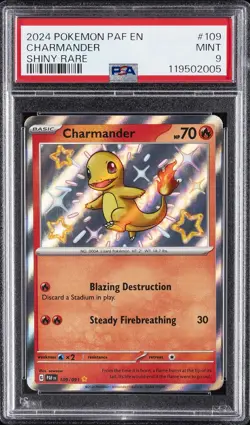 2024 POKEMON PAF EN-PALDEAN FATES SHINY RARE #109 CHARMANDER PSA 9 - Image 1