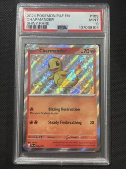 2024 POKEMON PAF EN-PALDEAN FATES SHINY RARE #109 CHARMANDER PSA 9 - Image 1