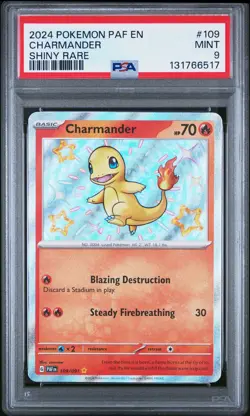 2024 POKEMON PAF EN-PALDEAN FATES SHINY RARE #109 CHARMANDER PSA 9 - Image 1