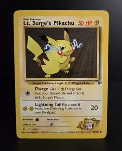 Pokemon TCG - LT. SURGE'S PIKACHU - 81/132 - UNLIMITED - GYM HEROES 2000 - LP/NM - Image 1