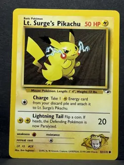 Pokemon TCG Lt. Surge's Pikachu Gym Heroes 81/132 Unlimited Common #2 NM - Image 1