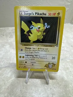 Lt. Surge's Pikachu 81/132 Near Mint+ Gym Heroes Non Holo Vintage Pokemon TCG - Image 1