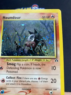 Pokemon TCG Houndour Neo Discovery 5/75 Swirl Holo Rare LP. - Image 3