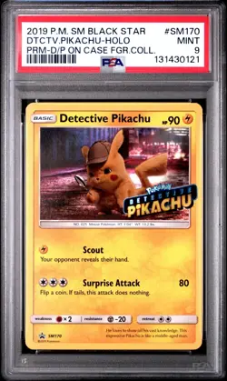 2019 POKEMON SM BLACK STAR PROMO SM170 DETECTIVE PIKACHU-HOLO PSA 9 - Image 1