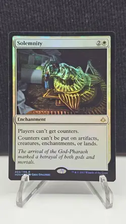 MTG FOIL Prerelease Stamped Solemnity Hour of Devastation Magic the Gathering - Image 1